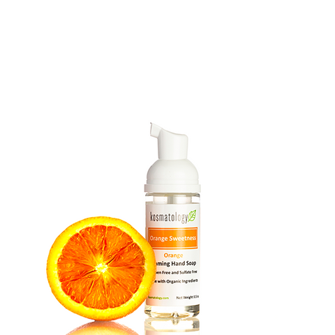 kosmatology orange hand soap travel