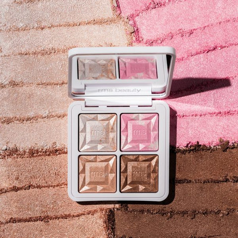 Lifestyle photo of RMS Beauty ReDimension Daily Glow Palette on a vanity