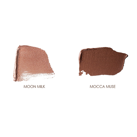 Und Gretel GLANZ Liquid Eye Shadow shade swatches – Moon Milk and Mocca Muse