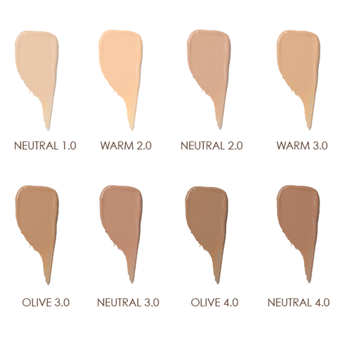 100% pure water foundation swatches