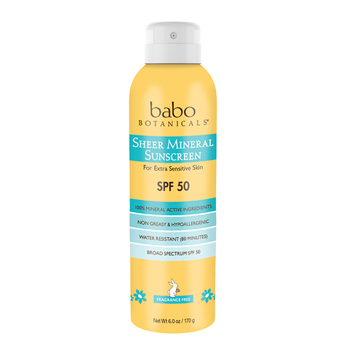 babo sheer sunscreen spray spf 50